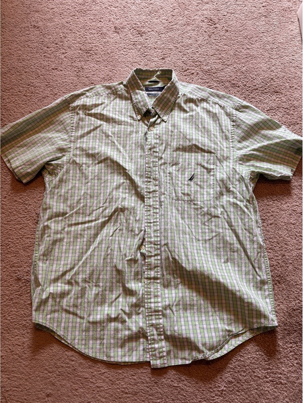 Nautica shirts cotton white green men's shirt size large